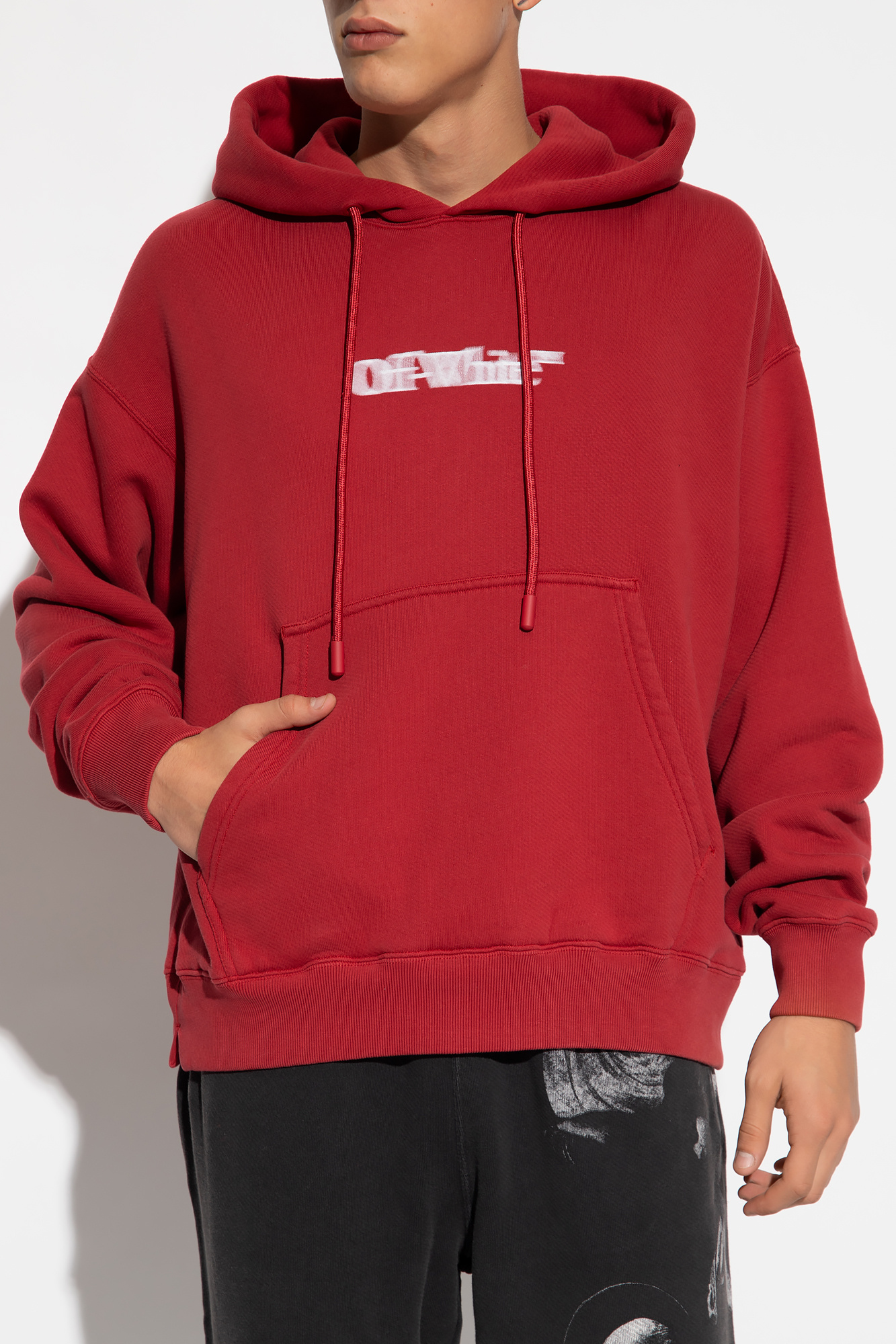 Off white red on sale hoodie